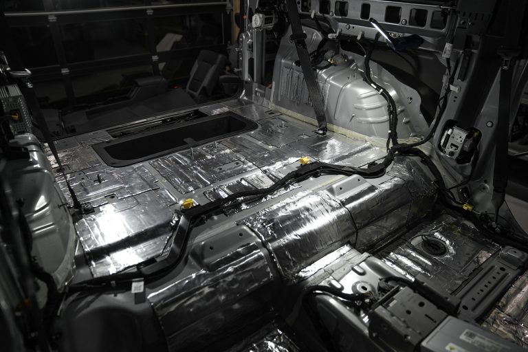 ResoNix Sound Solutions CLD Squares Sound Deadener installed into the rear of a Ford Bronco