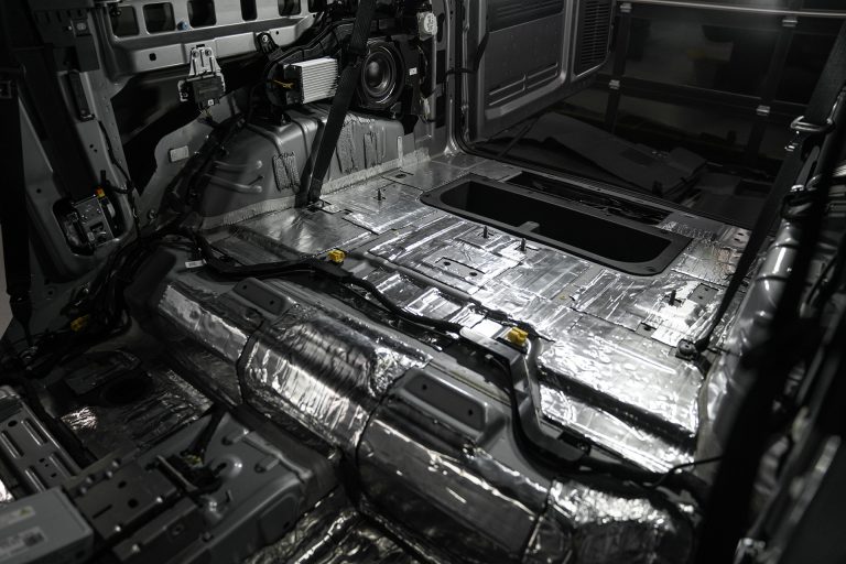 ResoNix Sound Solutions CLD Squares Sound Deadener installed into the rear of a Ford Bronco