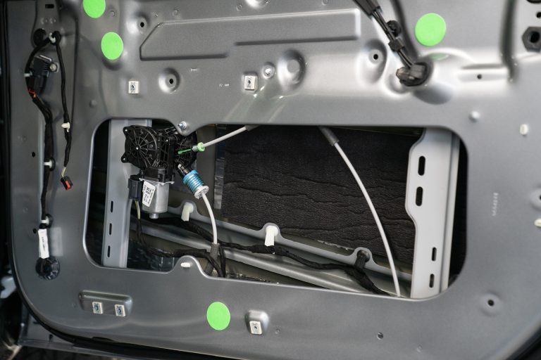 ResoNix Sound Solutions Guardian Sound Absorber and Noise Barrier installed into the door of a Ford Bronco close up